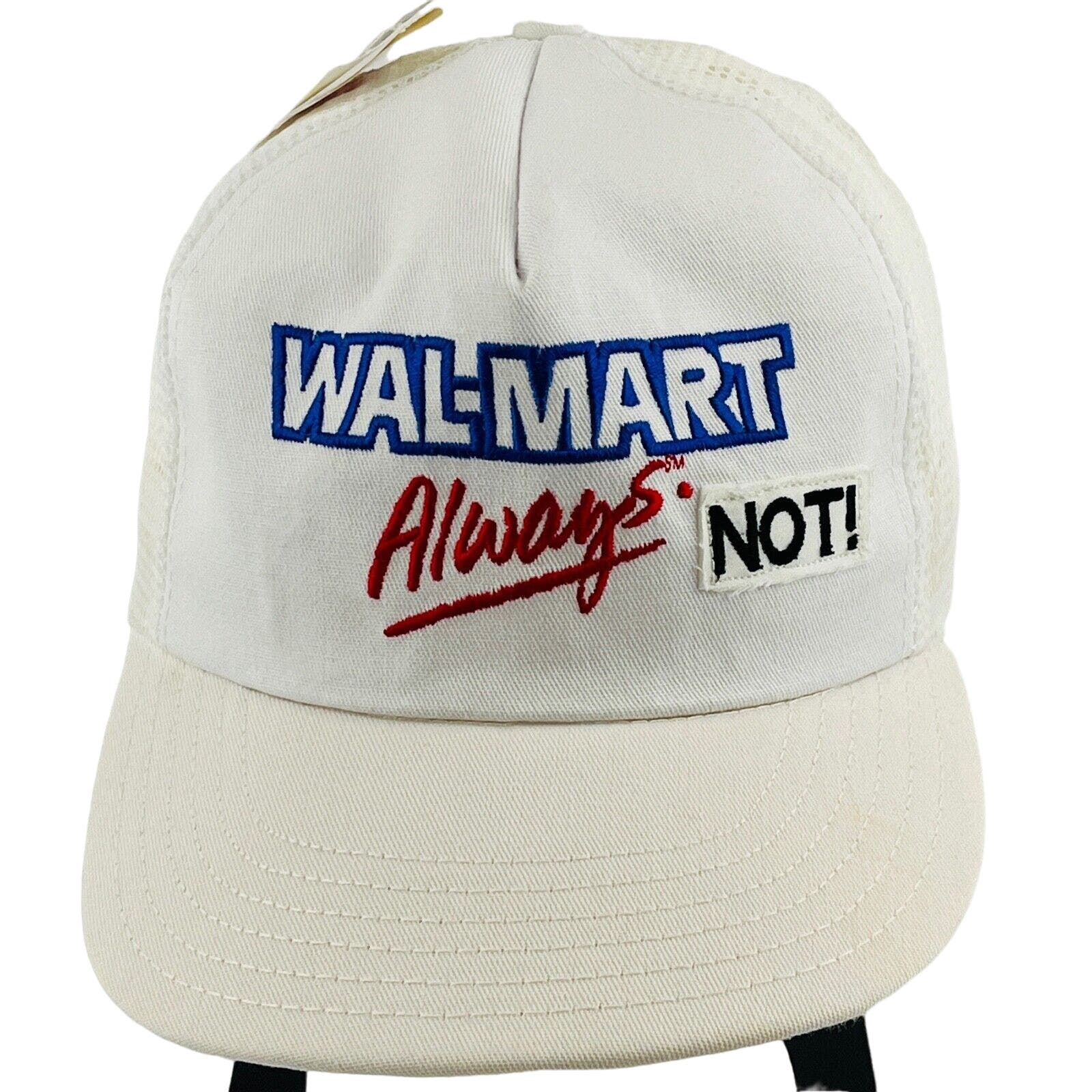Vintage Wal-Mart Always Not! Trucker Hat Snapback White Mesh Usa Deadstock